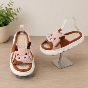 Cute Cow Slippers Women’s Size 6-7 EU 36-37 Chunky Platform House Shoes NWOT